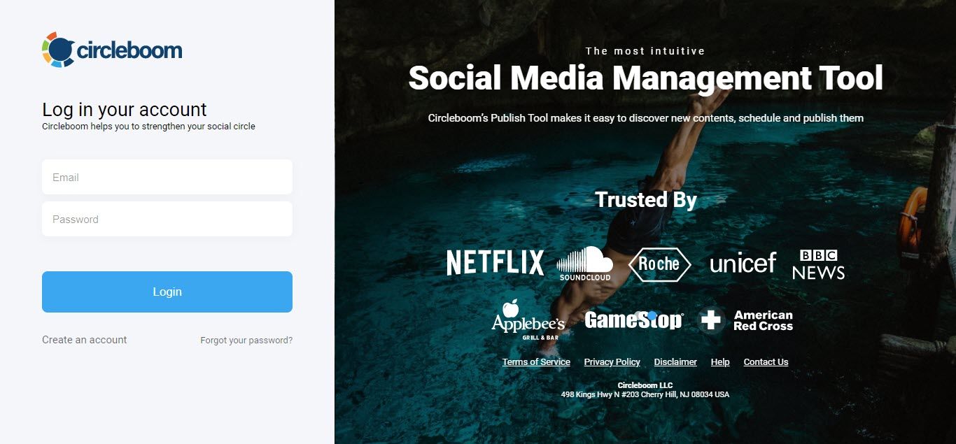 Circleboom Publish login page
