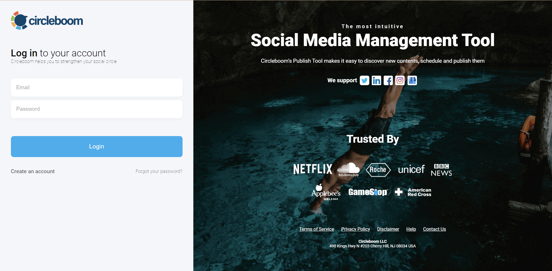 Circleboom Publish log-in screen