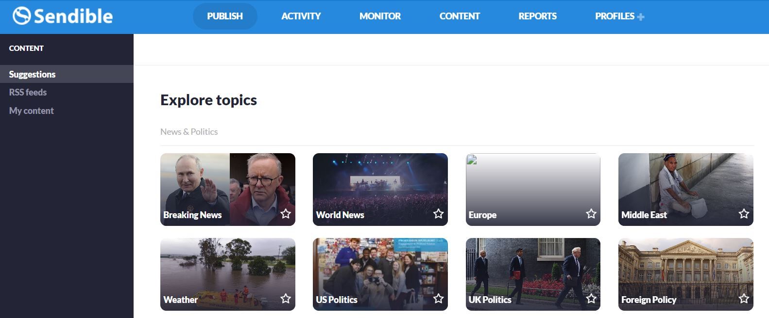 Content suggestions of Sendible can improve the visibility of especially newcomers