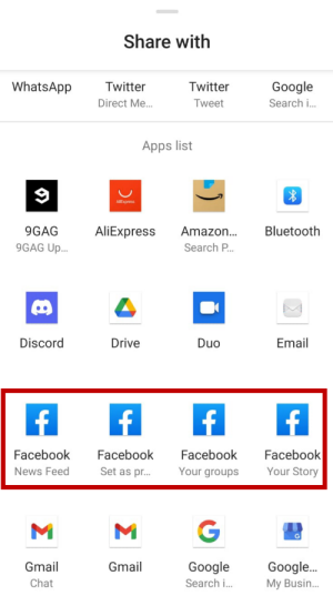 Post from Google Photos to Facebook Story