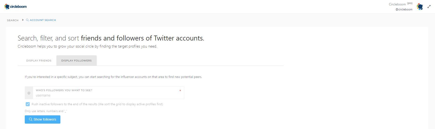 Circleboom Twitter allows searching and grouping followers.