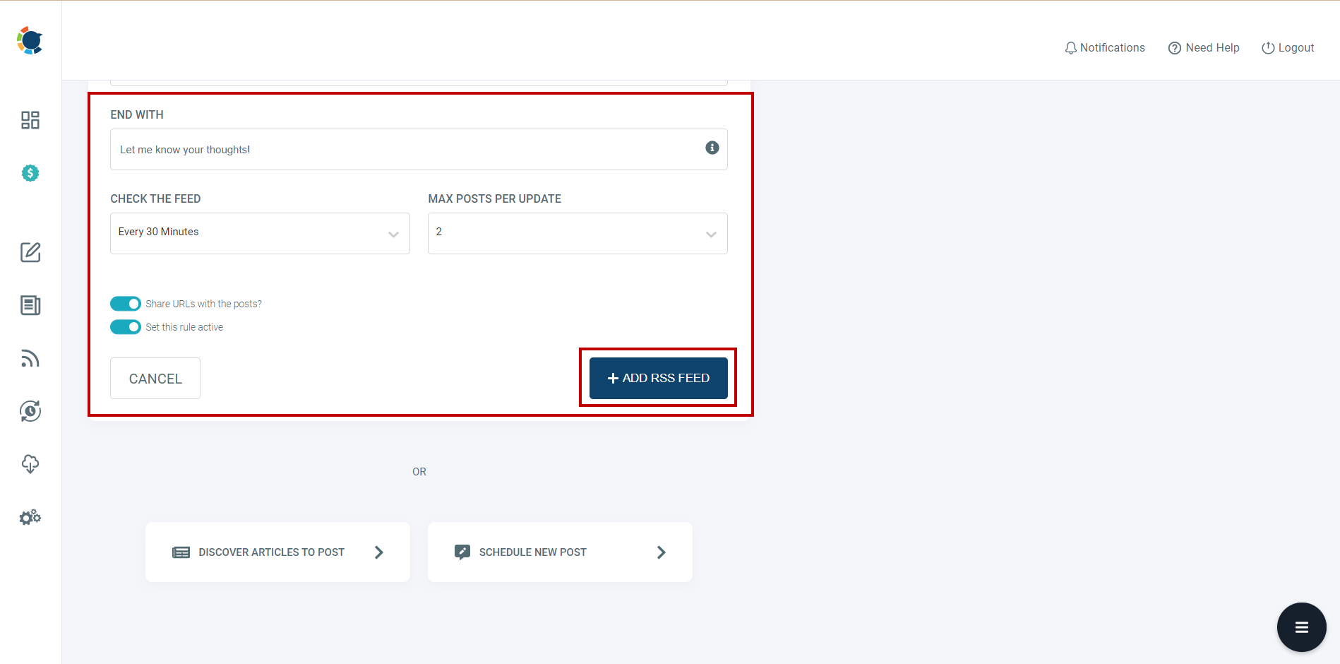 You can easily add RSS feed to LinkedIn with Circleboom Publish to auto-post the new content on the source.