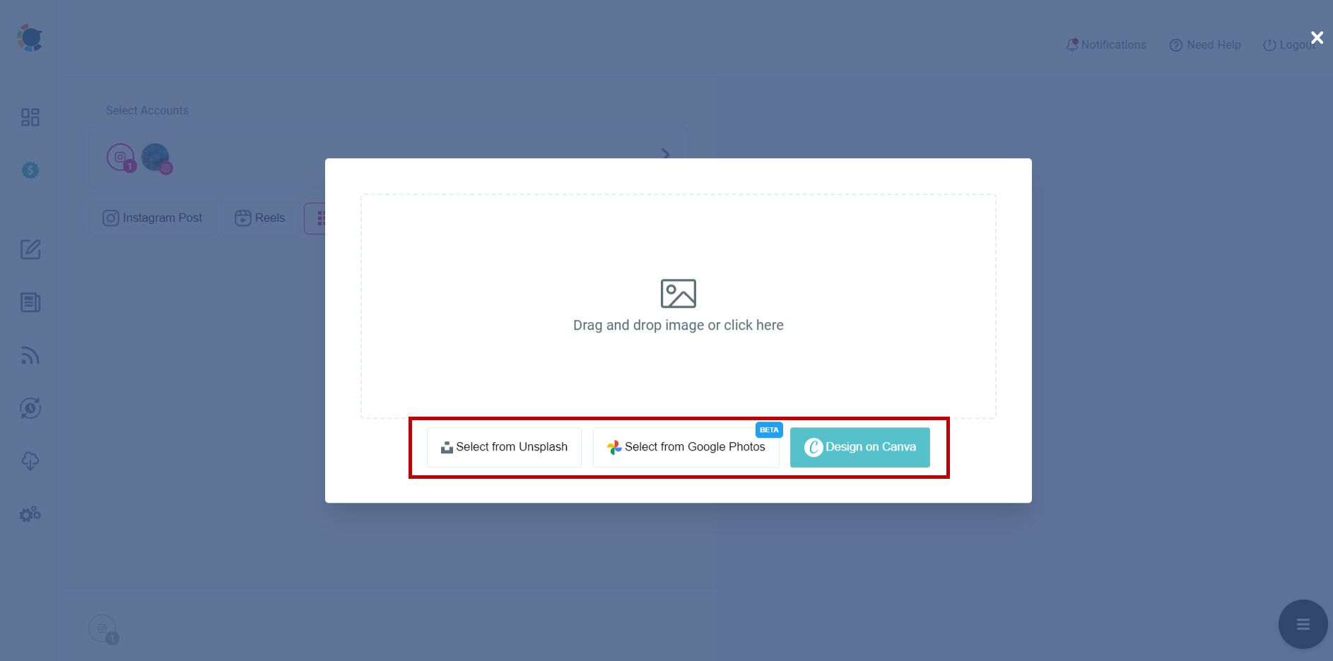 Canva with templates, filters, and effects
