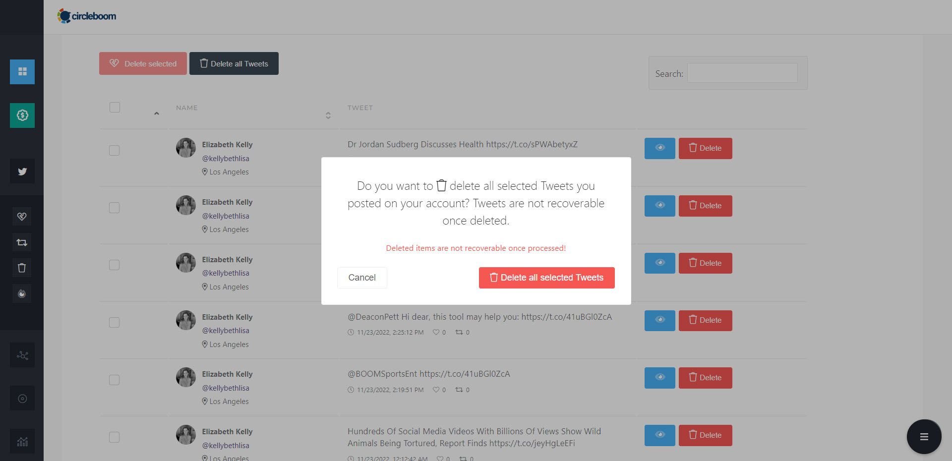 Mass delete tweets