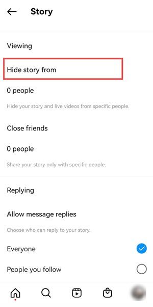 "Hide Story from"