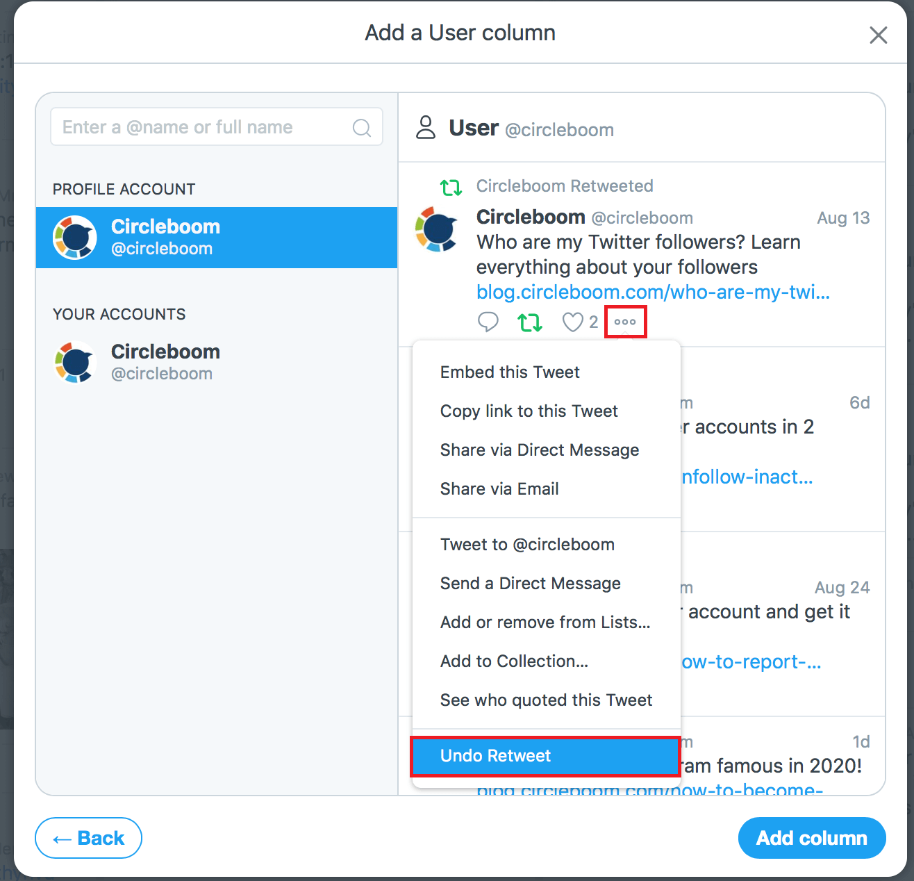 Undo Retweet