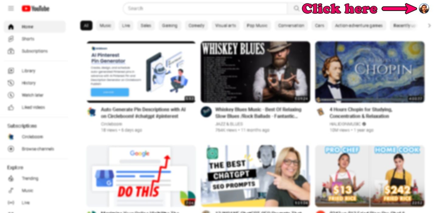 Youtube home page