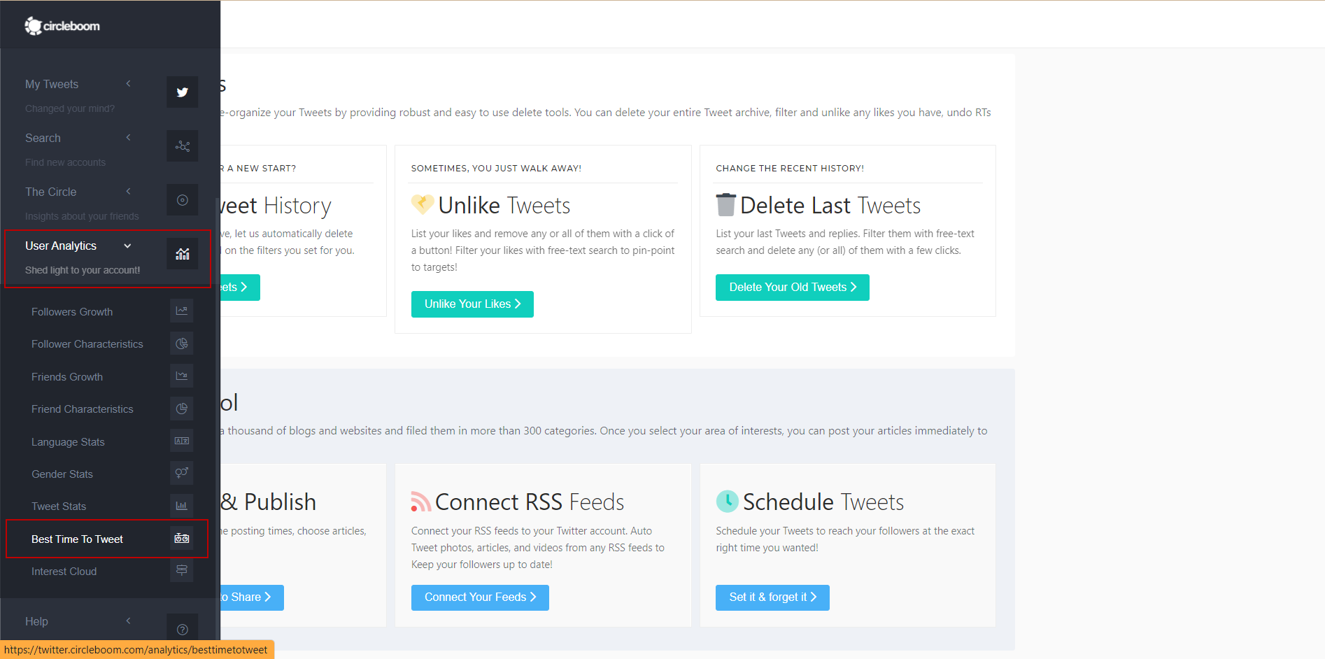 User Analytics and then Best Time to Tweet