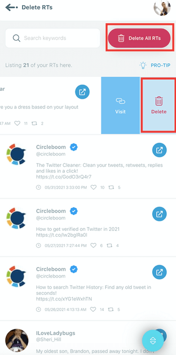 Delete retweets with your iPhone or iPad