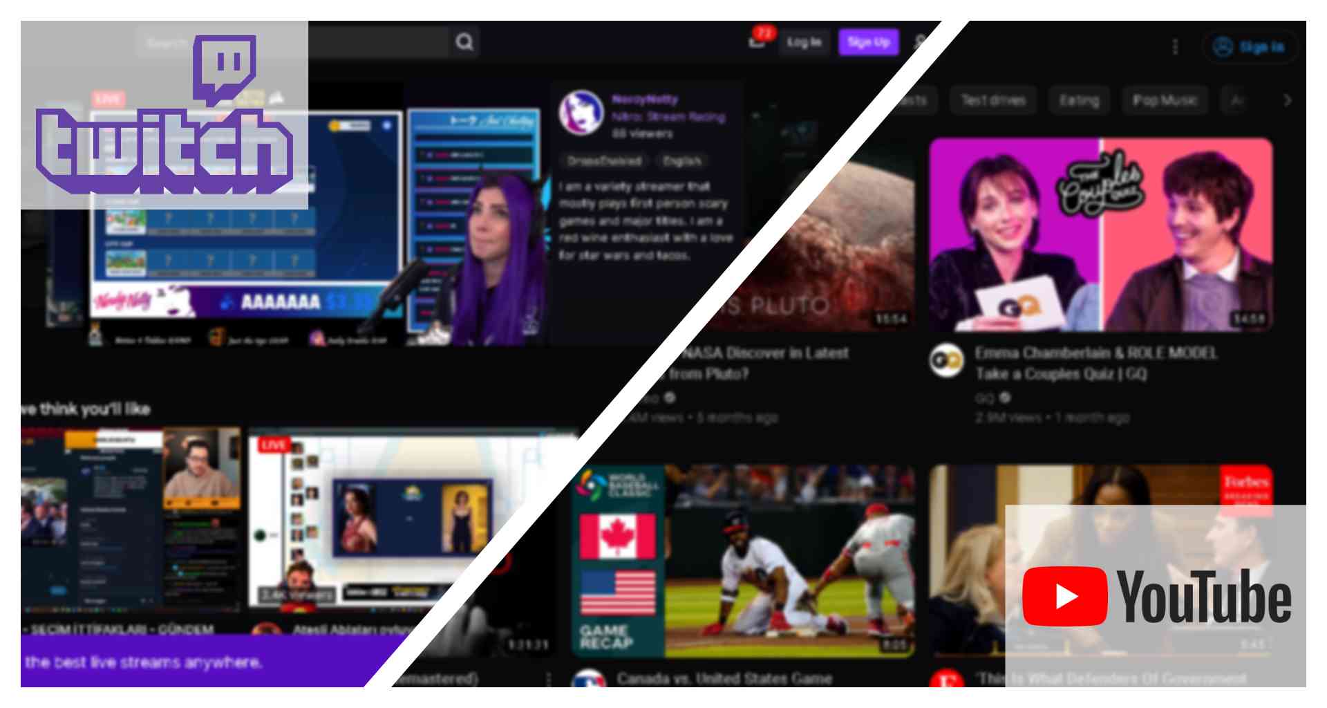 Twitch and Youtube streams