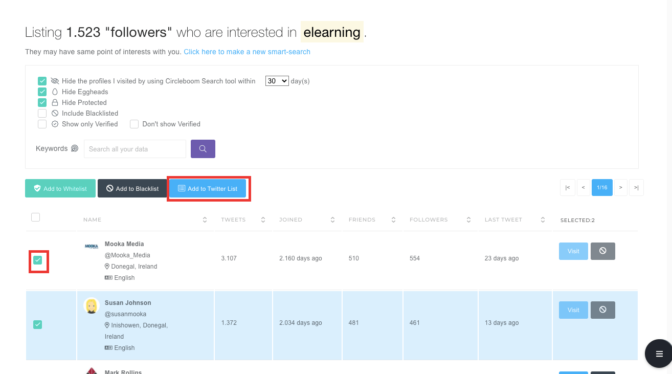 Manage Twitter lists
