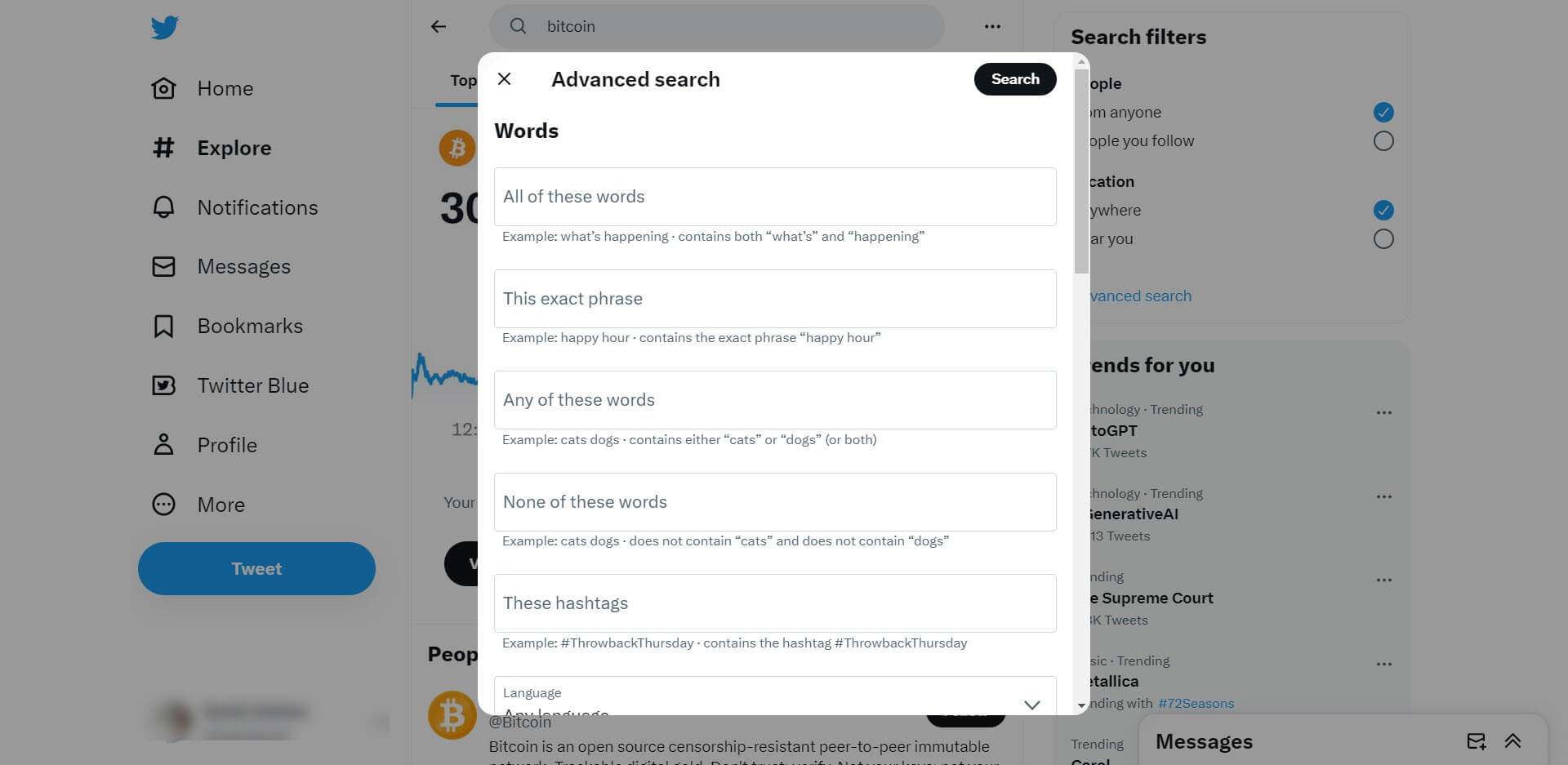 Advanced search