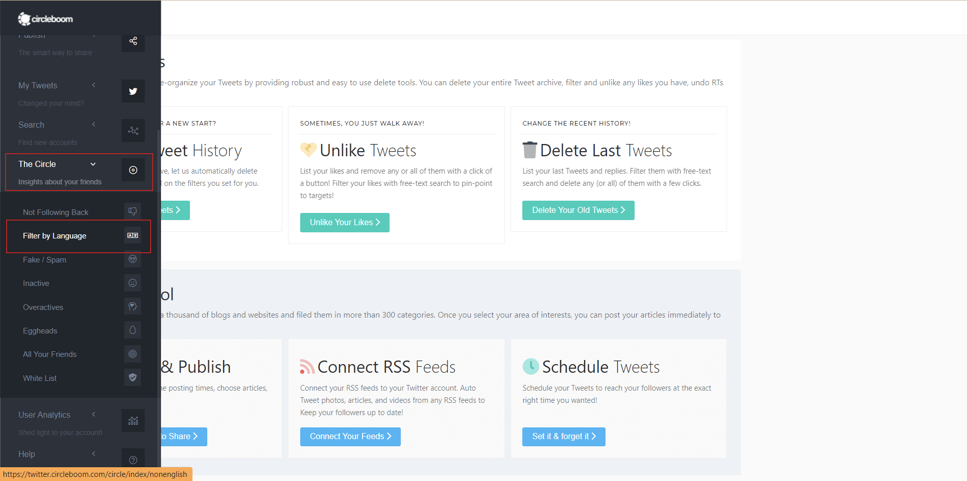 With Circleboom Twitter, you can filter your followings by language, and create dedicated Twitter Lists for them