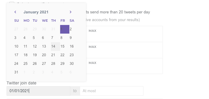Search Twitter accounts by join date