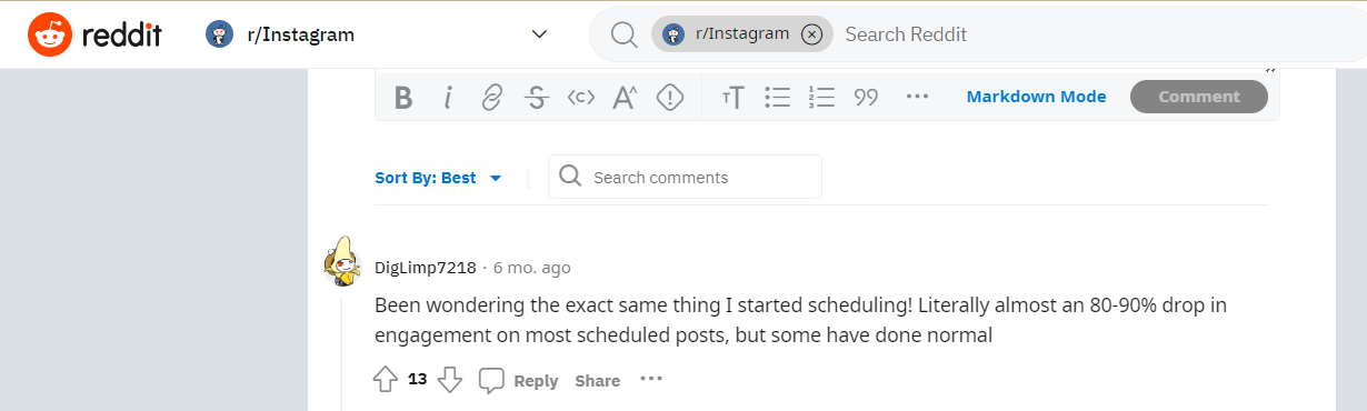 A Reddit comment