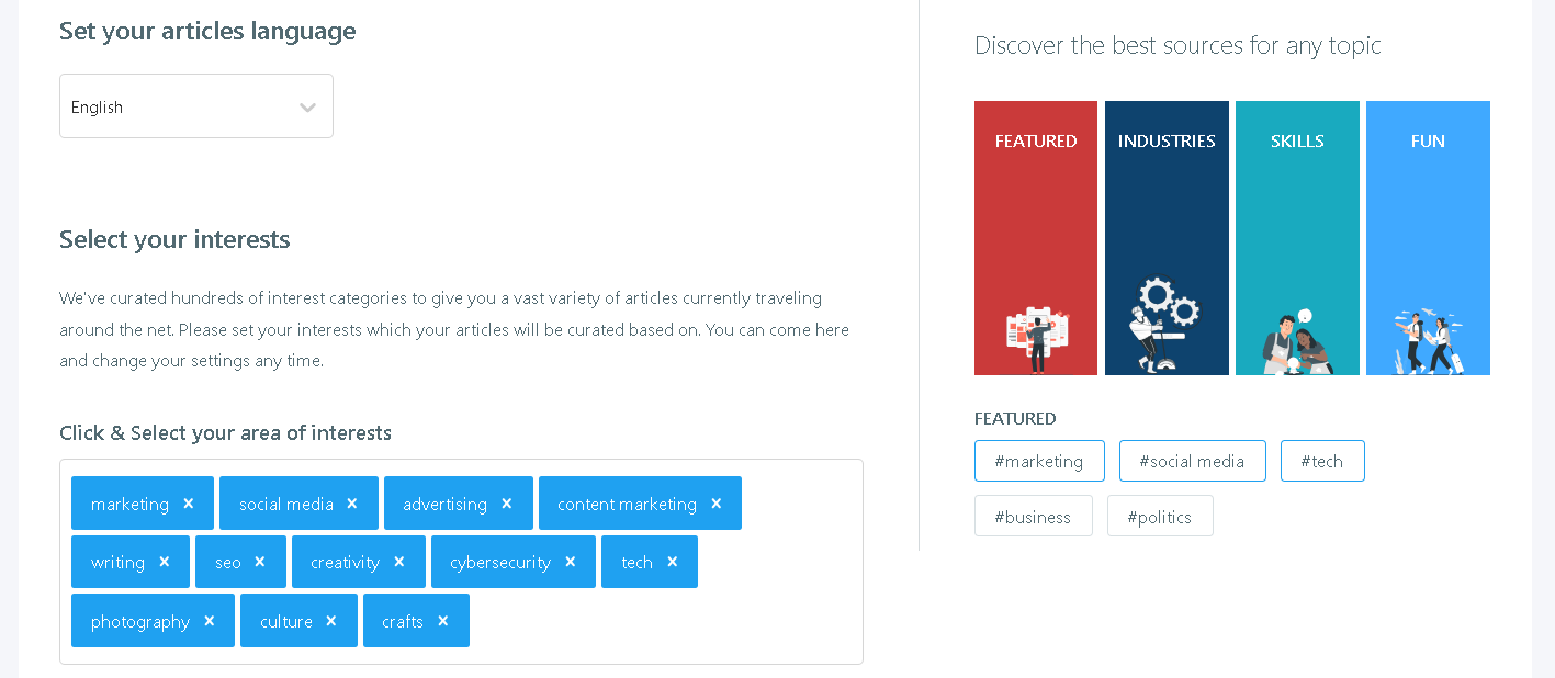 Find the articles in your areas of interest and automatically post them on Linkedin with Circleboom.