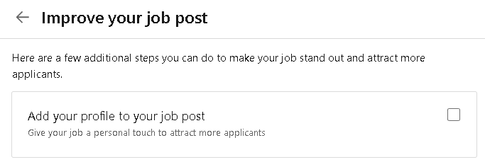 You can choose not to show your profile on your Linkedin job post.