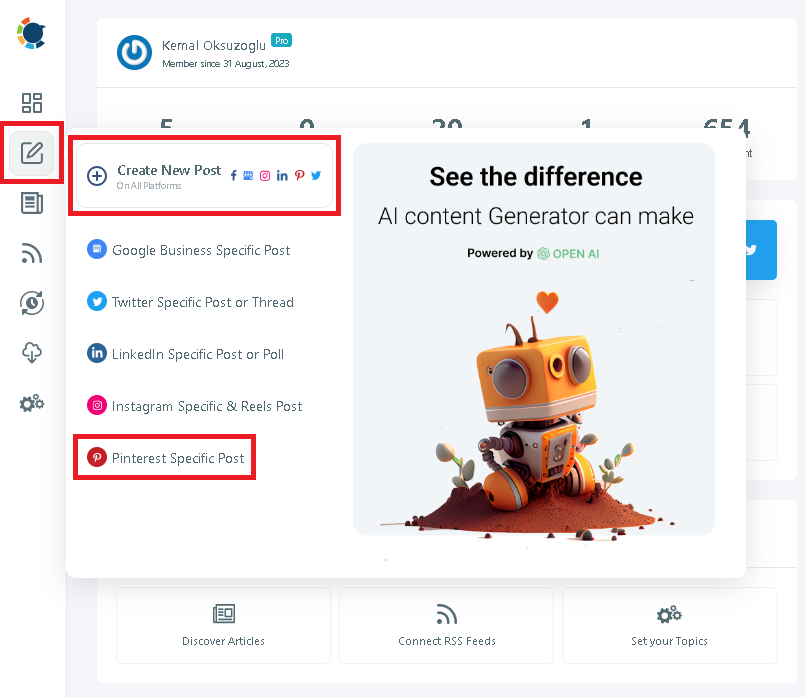 You can create posts on Pinterest with Circleboom.