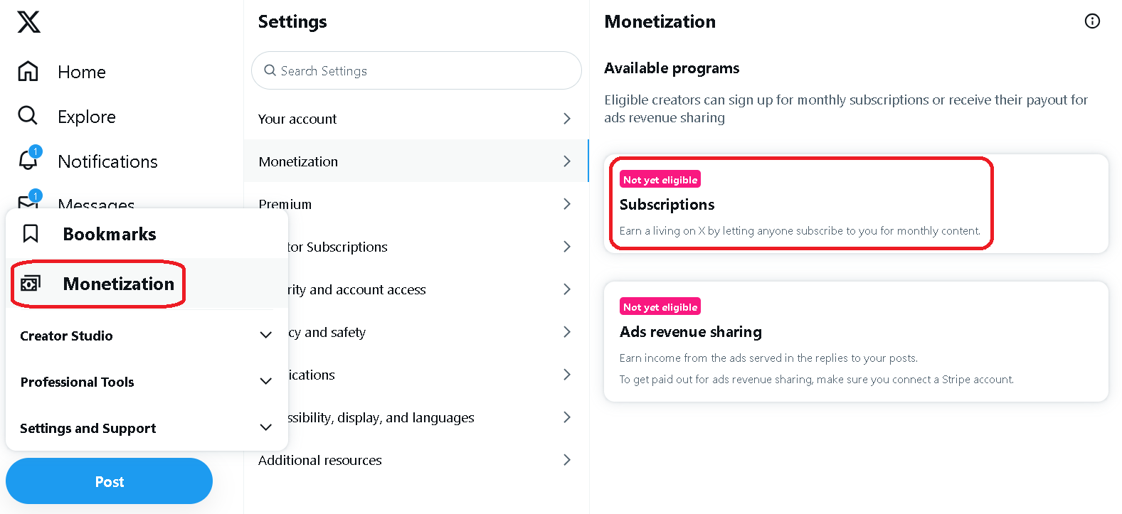 Twitter monetization can be done via Twitter subscription.