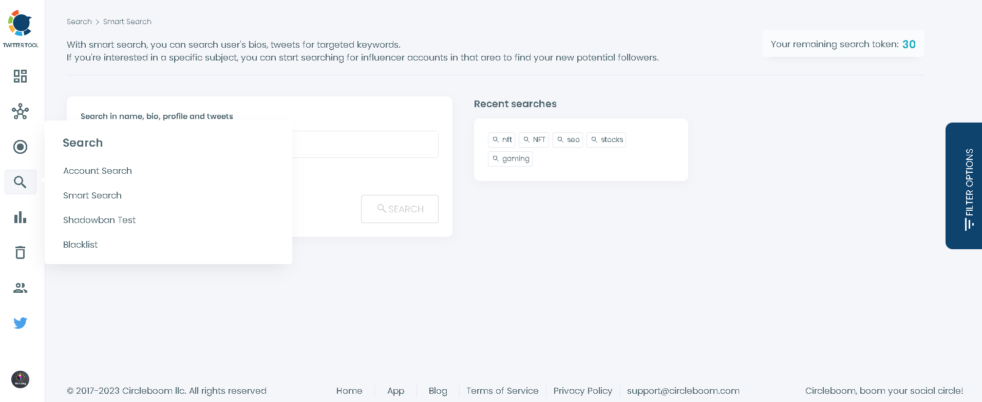 Circleboom has a powerful Twitter account search feature.