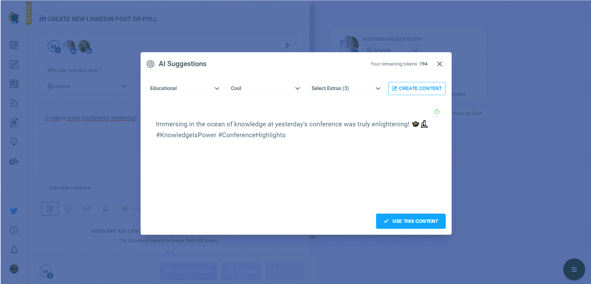 Post Ready with Circleboom LinkedIn Post Creator