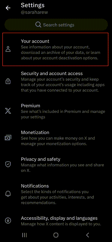 "Your account"