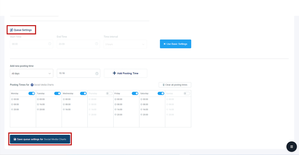 In order to auto-post your content, users only need to select the time zone and interval preferences.