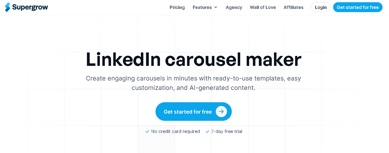 LinkedIn carousel maker of Supergrow