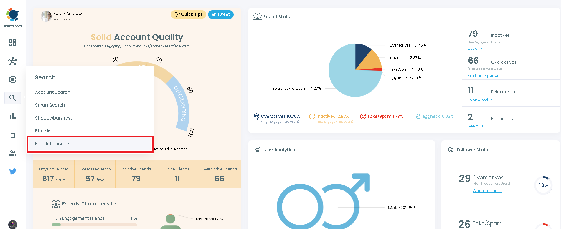 Find Twitter crypto influencers with Circleboom.