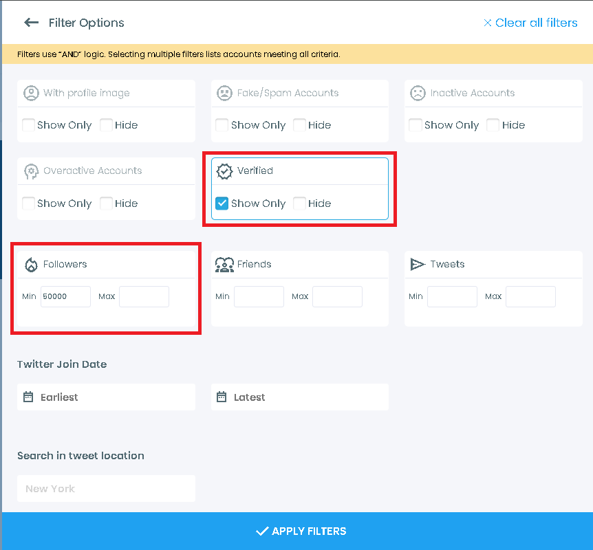 Circleboom's advanced search filters