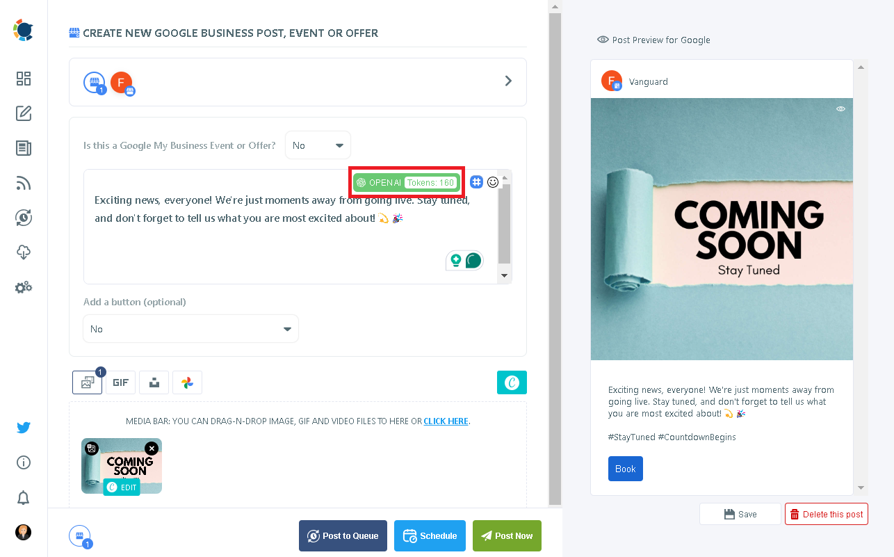 Use ChatGPT to generate texts for your GMB posts.
