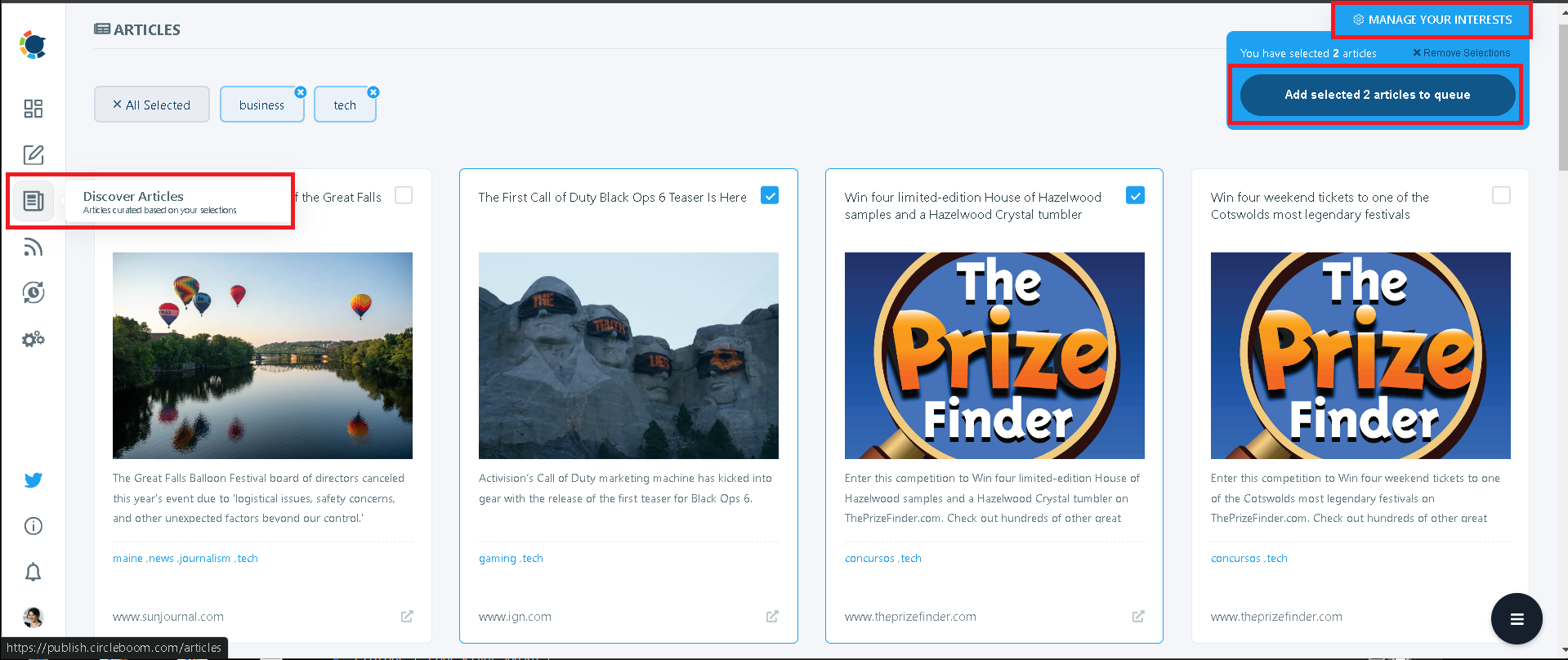 Curate articles from all over the web with Circleboom.