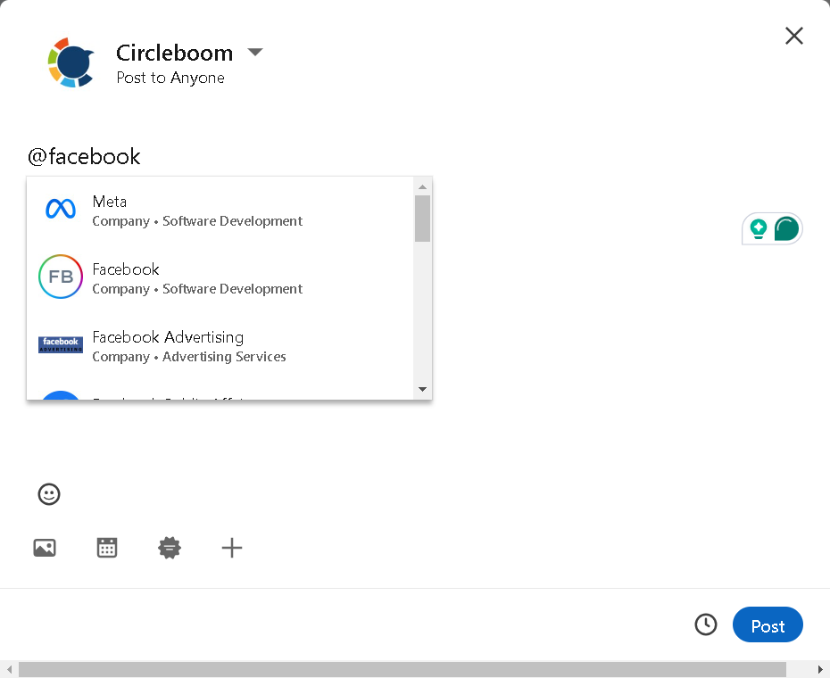 How to mention a page on LinkedIn