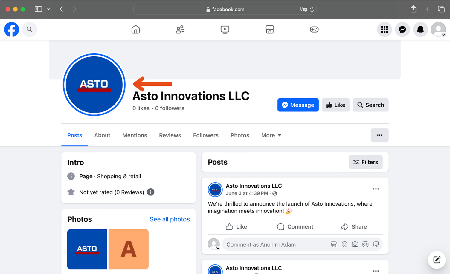Facebook page