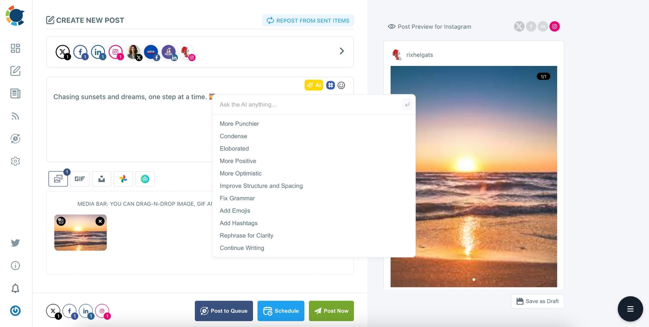 Design auto-generated Instagram posts powered by AI on Circleboom Publish.