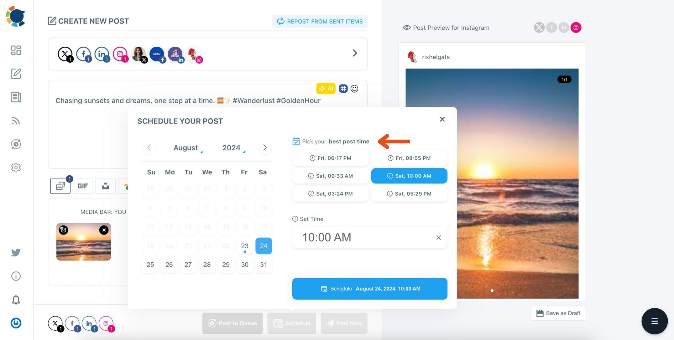 Schedule your Instagram posts at the best times