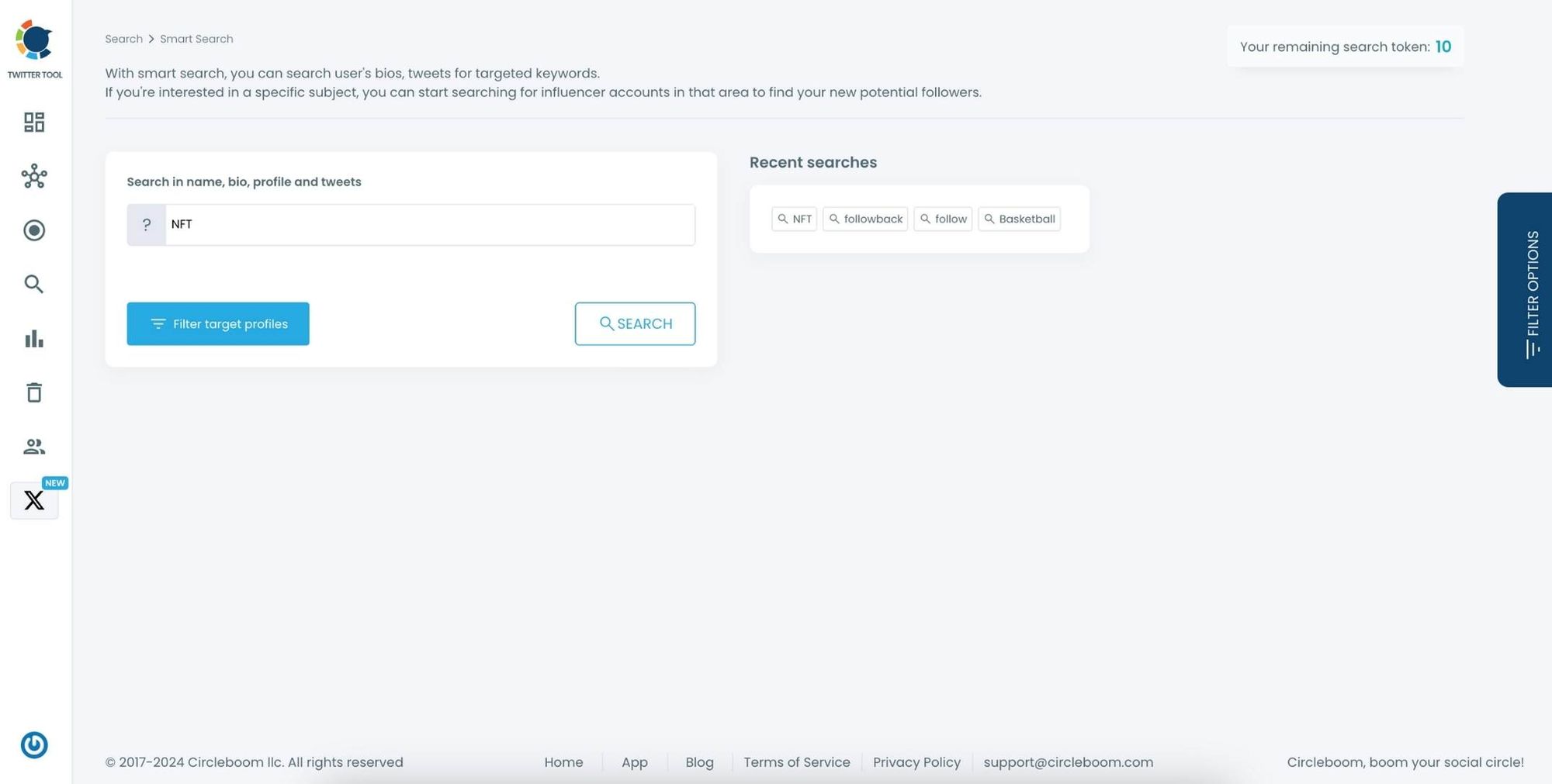 Search on Twitter by keywords