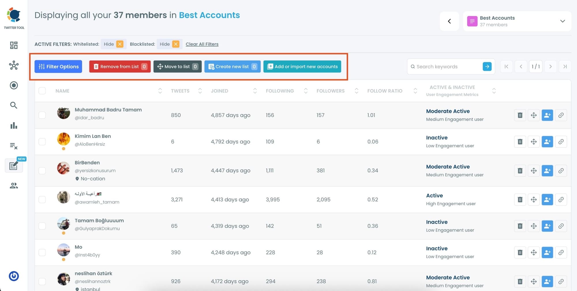 Click a List to Manage Its Members