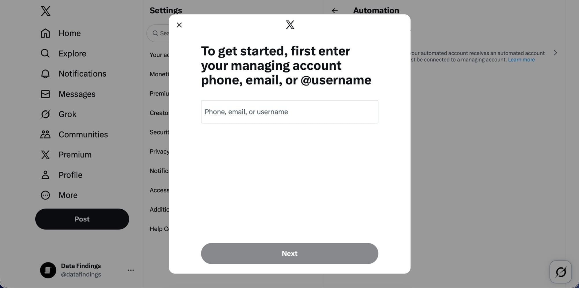 Enter the Managing Account