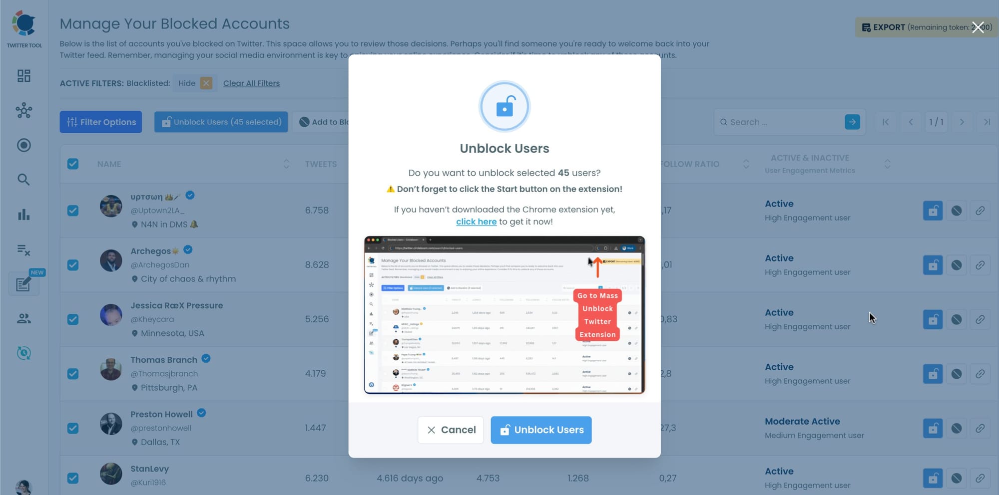 Mass Unblock X Users