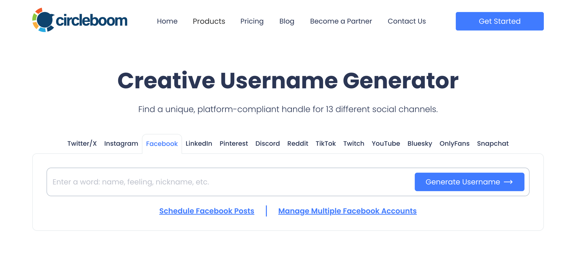Circleboom’s Free Facebook Username Generator