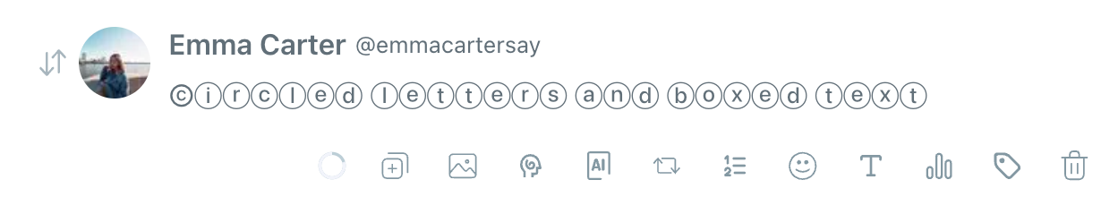 Circled lettersCircled letters and boxed text