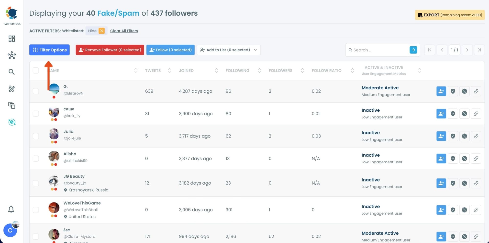 List of your fake/bot followers