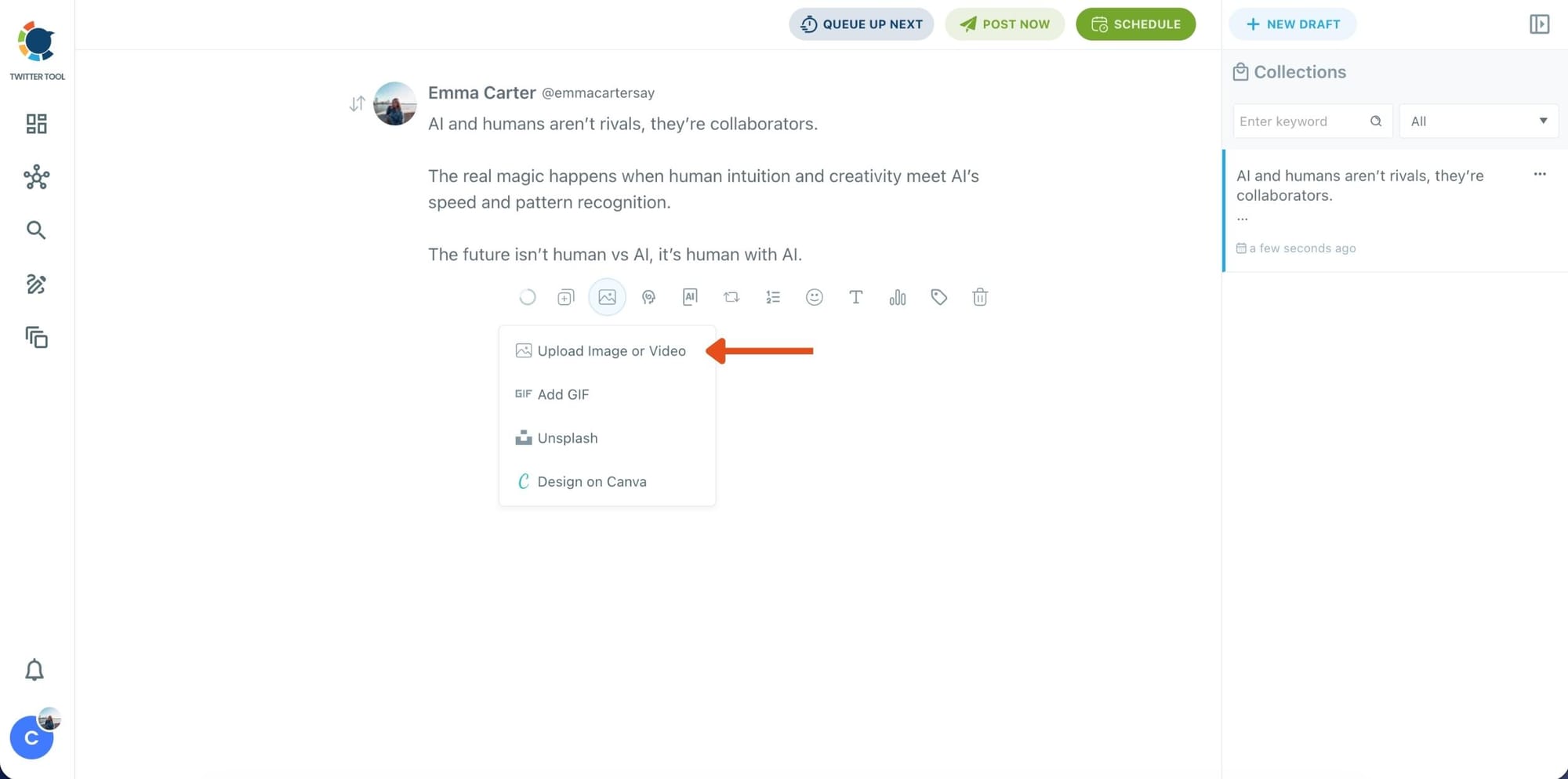 Upload image or videos