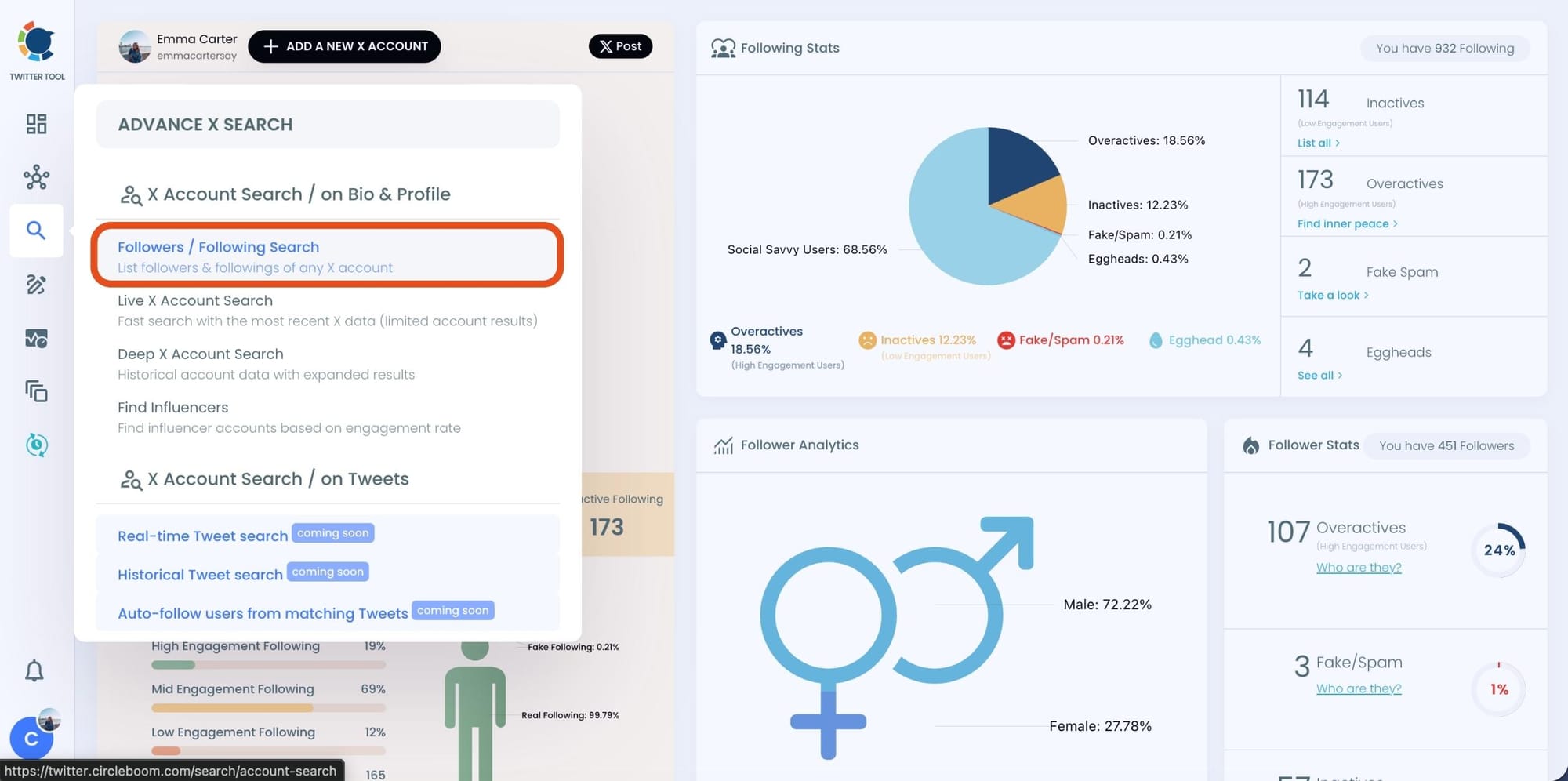 Followers / Following Search