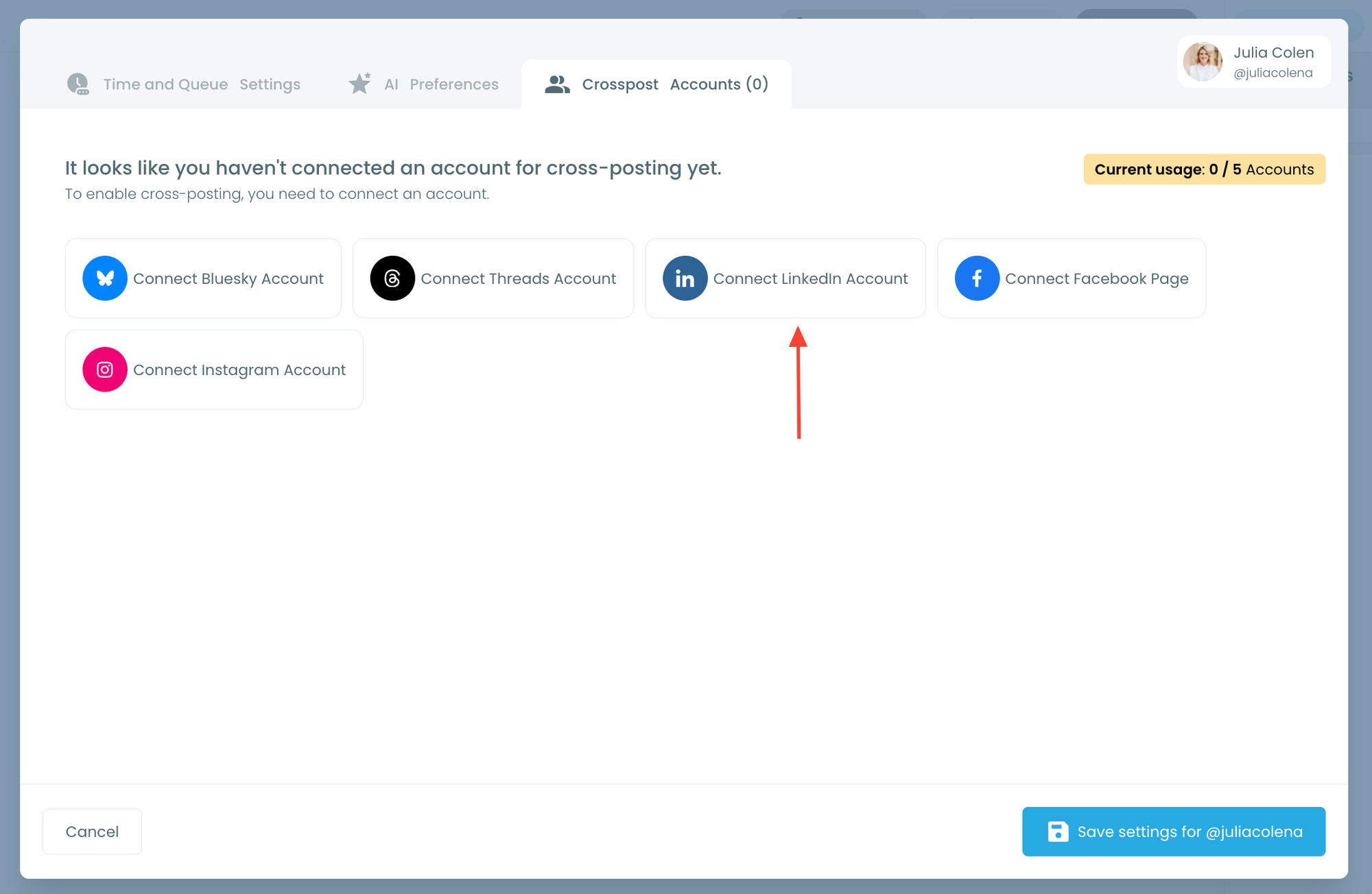 Connect LinkedIn Account