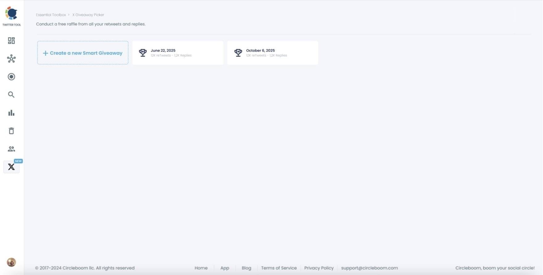 Create a new giveaway