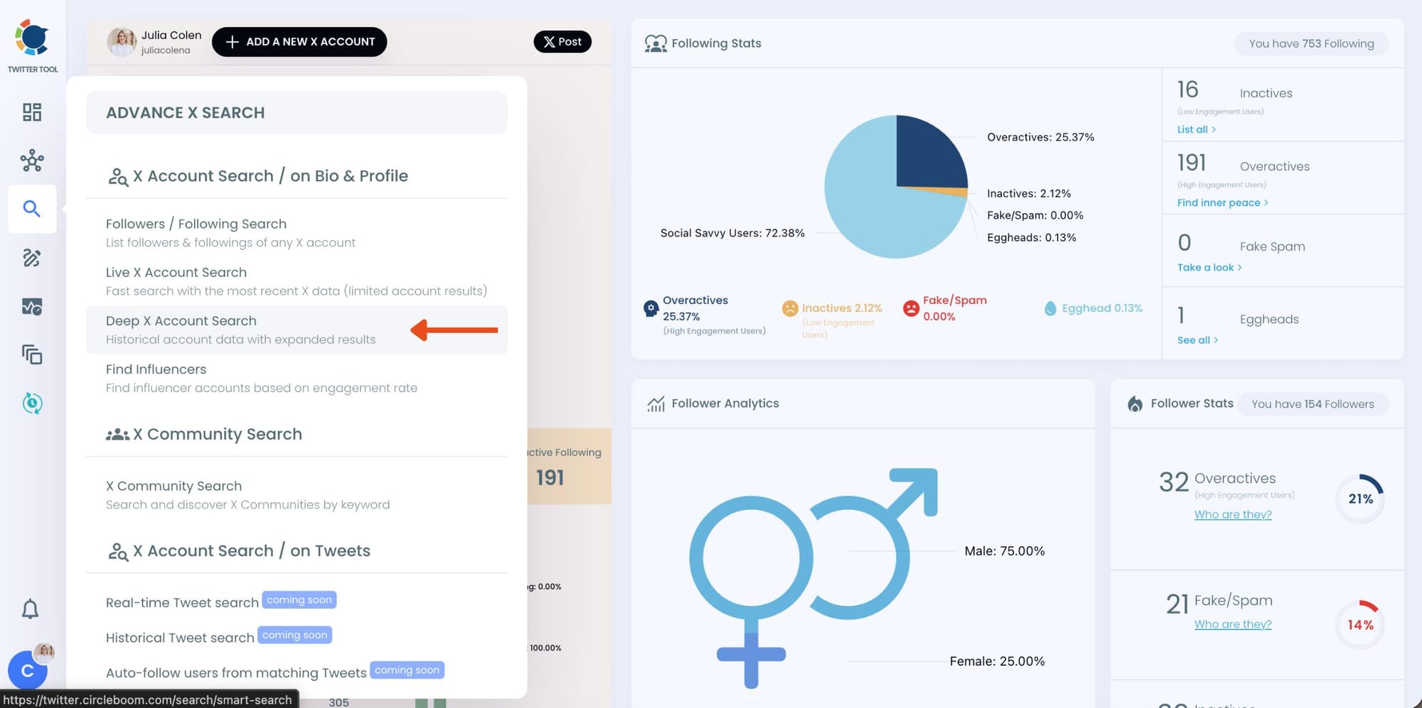 X Account Search / on Bio & Profile