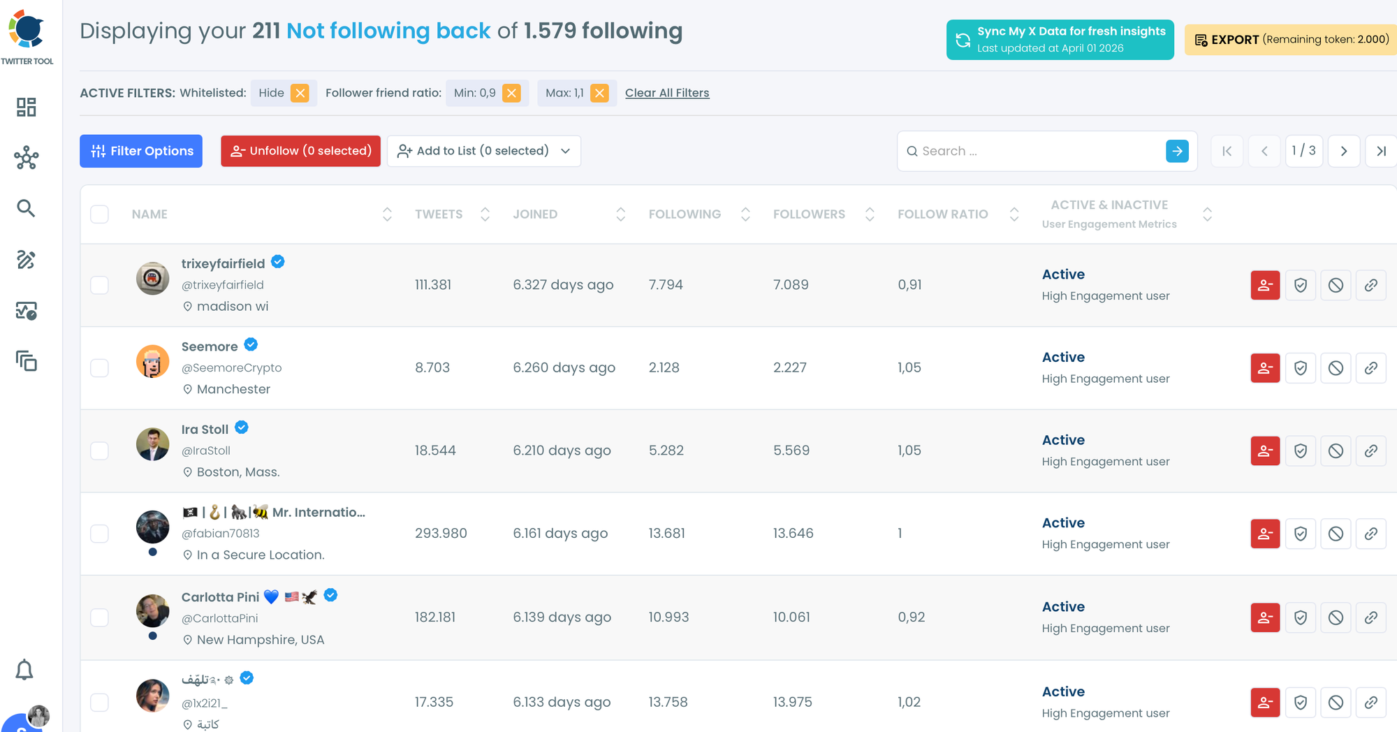 211 Not Following Back