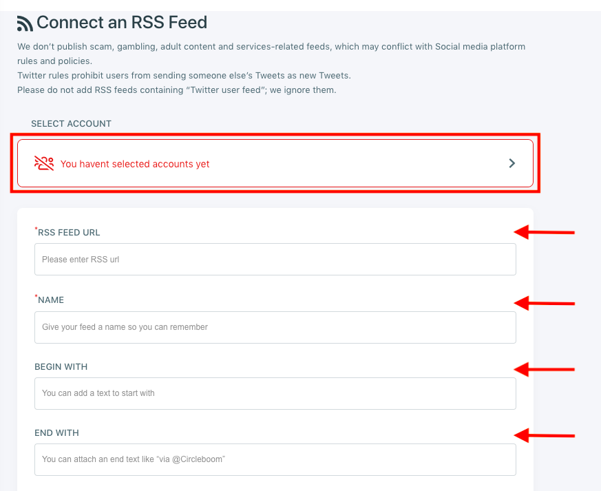 RSS feed to Google Business accounts